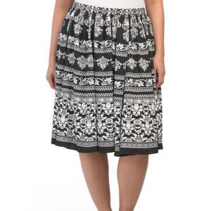 Flint and Moss Black Floral Midi Skirt-1X